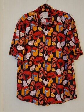Route One Apparel Old Bay Seafood Jumbo Pattern Hawaiian Shirt 2XL